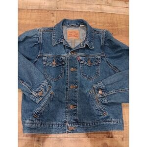 Levis Denim Trucker Jean Jacket Medium Blue Button Up Red Tab 2588